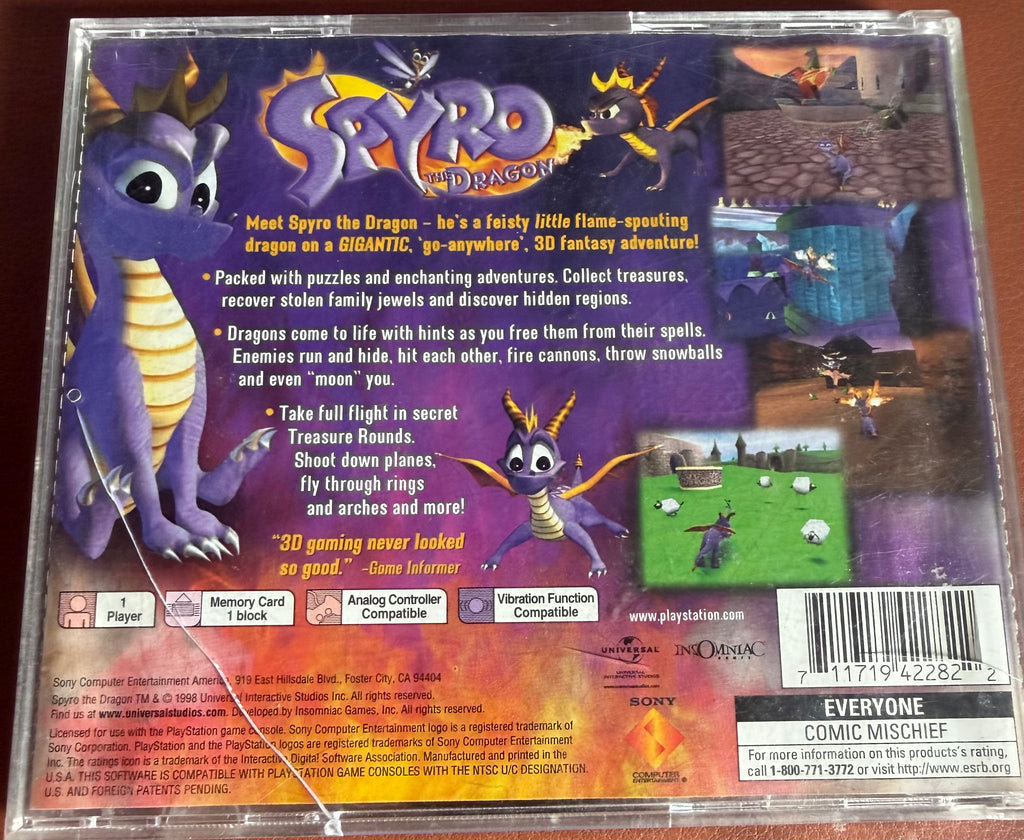 Spyro the Dragon - PlayStation (Disc & Case, No Manual)